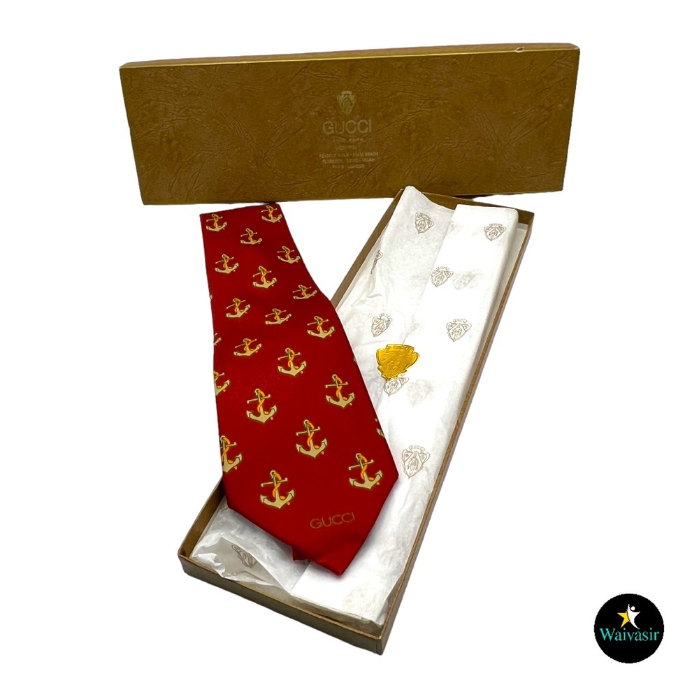 Vintage Gucci Pure Silk Tie, New Condition, Original Box, Rare